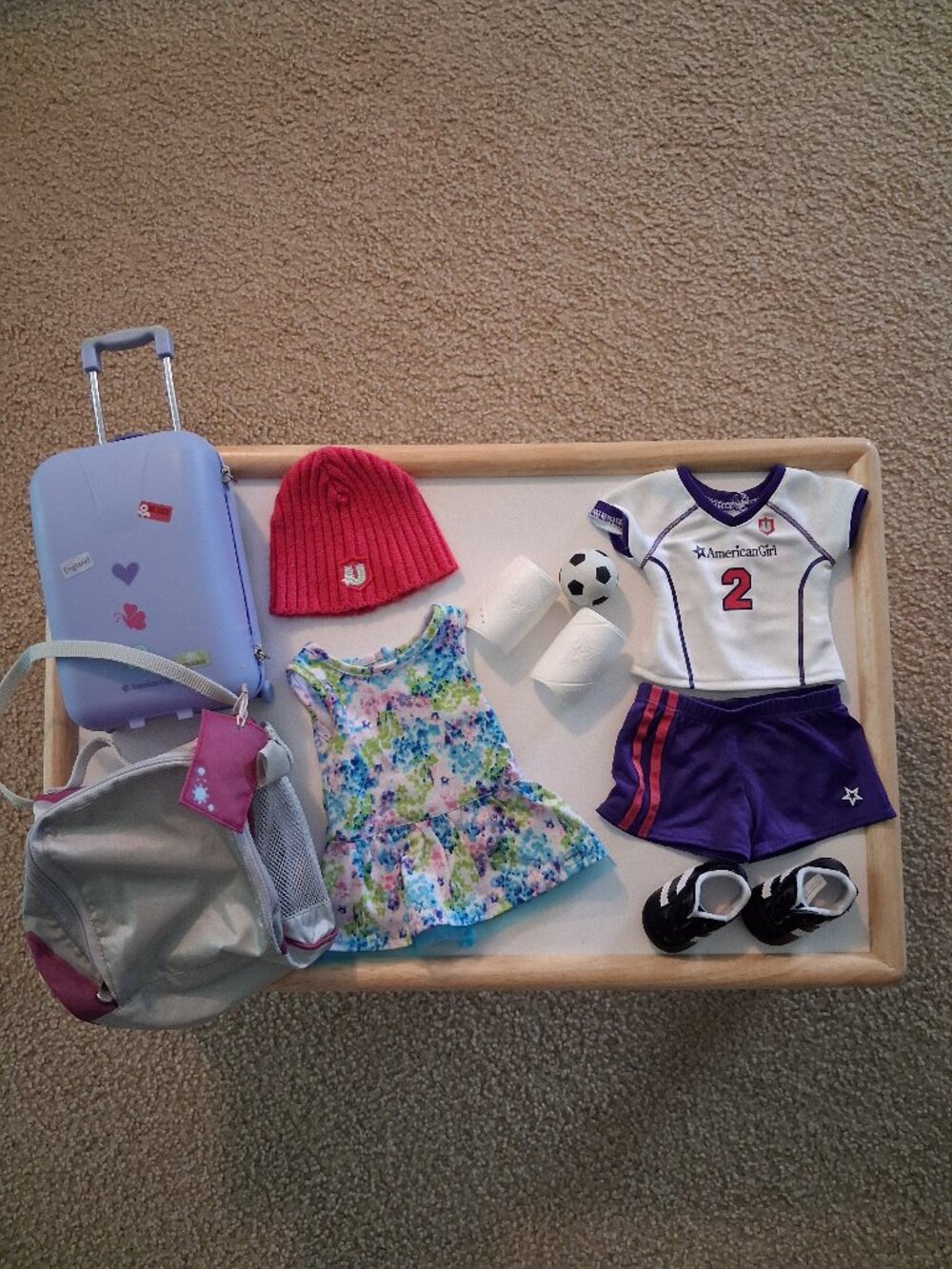 11 American Girl 18" Doll Clothes Shoes Accessories Soccer Outfit Floral Dress